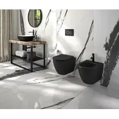 SANINDUSA Πακέτο Λεκάνη κρεμαστή Sanibold rimflush με κάλυμμα S/C Μαύρο ματ - Κρεμαστές  στο  frantzisoe.gr