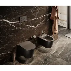 SANINDUSA Πακέτο Λεκάνη κρεμαστή Urb.y 48 cm με κάλυμμα S/C slim Μαύρο ματ - Κρεμαστές  στο  frantzisoe.gr