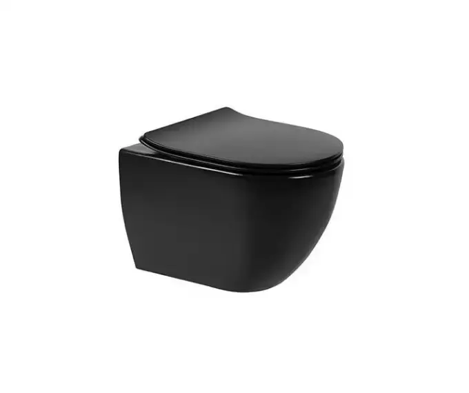 SANINDUSA Πακέτο Λεκάνη κρεμαστή Sanibold rimflush με κάλυμμα S/C Μαύρο ματ - Κρεμαστές  στο  frantzisoe.gr