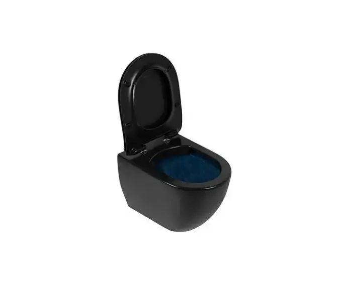SANINDUSA Πακέτο Λεκάνη κρεμαστή Sanibold rimflush με κάλυμμα S/C Μαύρο ματ - Κρεμαστές  στο  frantzisoe.gr