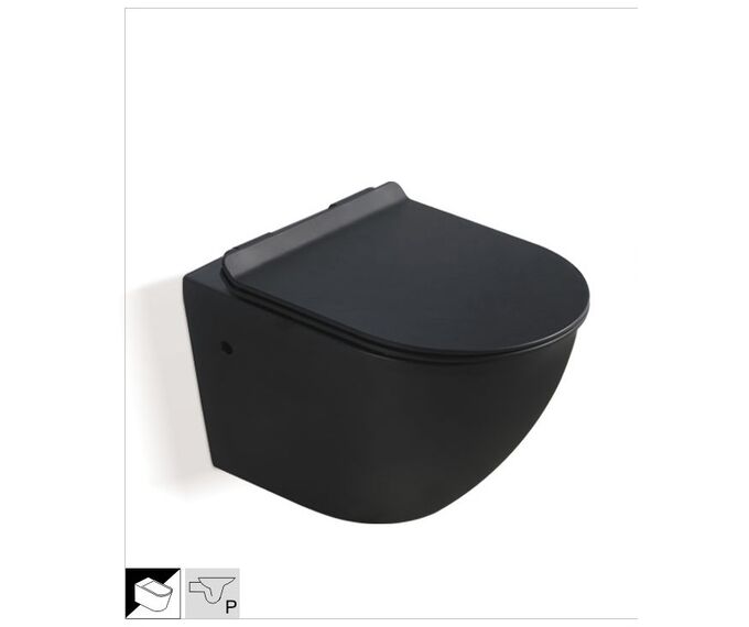 ΗΑRΜΟΝΥ Λεκάνη κρεμαστή Hexa rimflush 49 εκ. Μαύρο ματ - Κρεμαστές  στο  frantzisoe.gr
