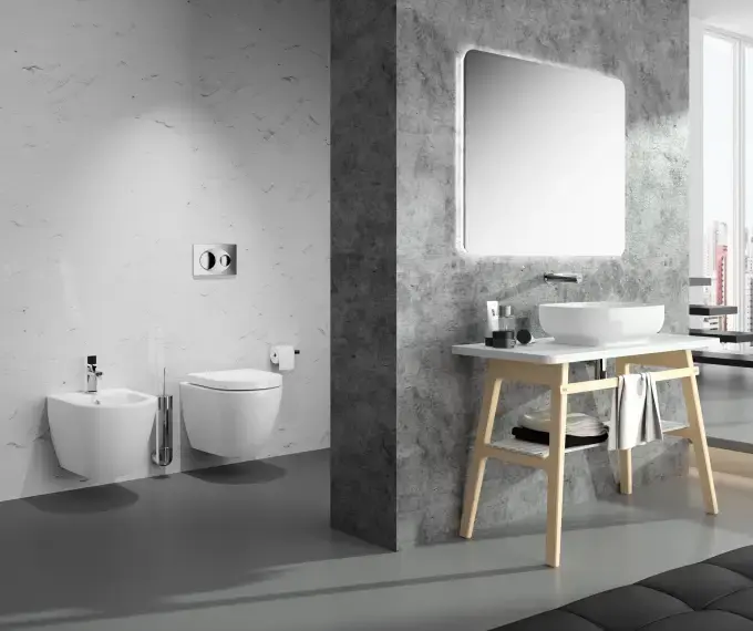 SANINDUSA Πακέτο Λεκάνη κρεμαστή Sanibold rimflush με κάλυμμα S/C Λευκό ματ - Κρεμαστές  στο  frantzisoe.gr