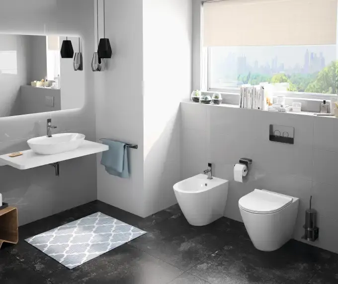 SANINDUSA Πακέτο Λεκάνη κρεμαστή Sanlife rimflush με κάλυμμα S/C Λευκό ματ - Κρεμαστές  στο  frantzisoe.gr