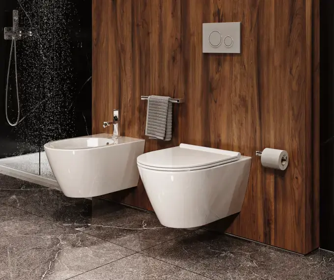SANINDUSA Πακέτο Λεκάνη κρεμαστή Sanlife rimflush με κάλυμμα S/C Λευκό ματ - Κρεμαστές  στο  frantzisoe.gr