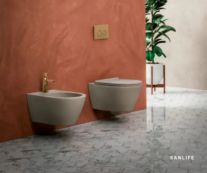 SANINDUSA  Μπιντές κρεμαστός Sanlife Taupe ματ - Μπιντές κρεμαστός  στο  frantzisoe.gr