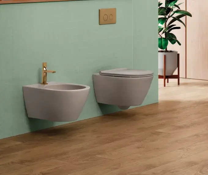 SANINDUSA  Μπιντές κρεμαστός Sanlife Taupe ματ - Μπιντές κρεμαστός  στο  frantzisoe.gr