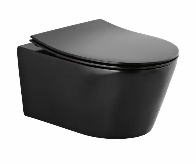 SANINDUSA Πακέτο Λεκάνη κρεμαστή Urb.y 48 cm με κάλυμμα S/C slim Μαύρο ματ - Κρεμαστές  στο  frantzisoe.gr