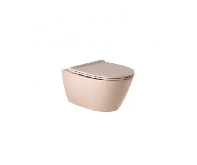 SANINDUSA Πακέτο Λεκάνη κρεμαστή Sanlife rimflush με κάλυμμα S/C Taupe ματ - Κρεμαστές  στο  frantzisoe.gr