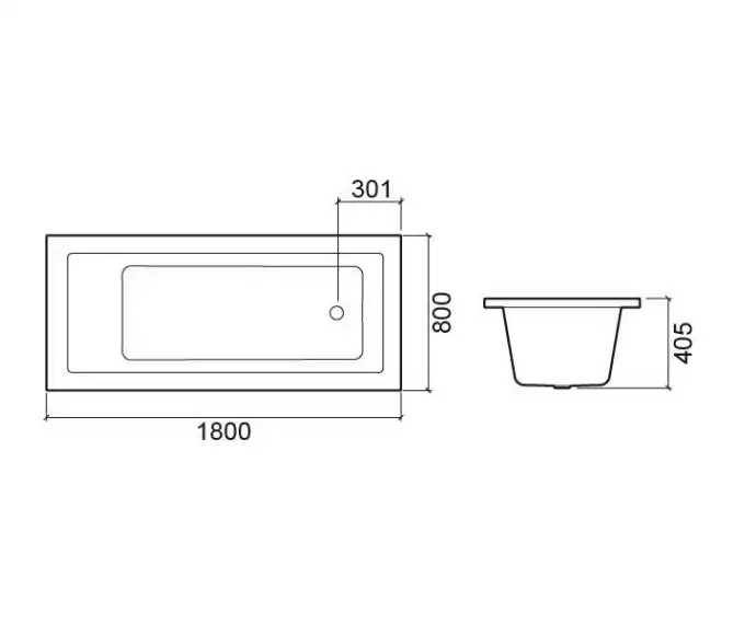 SANINDUSA Μπανιέρα Vertice 180 x 80 εκ. - Mπανιέρες ακριλικές  στο  frantzisoe.gr