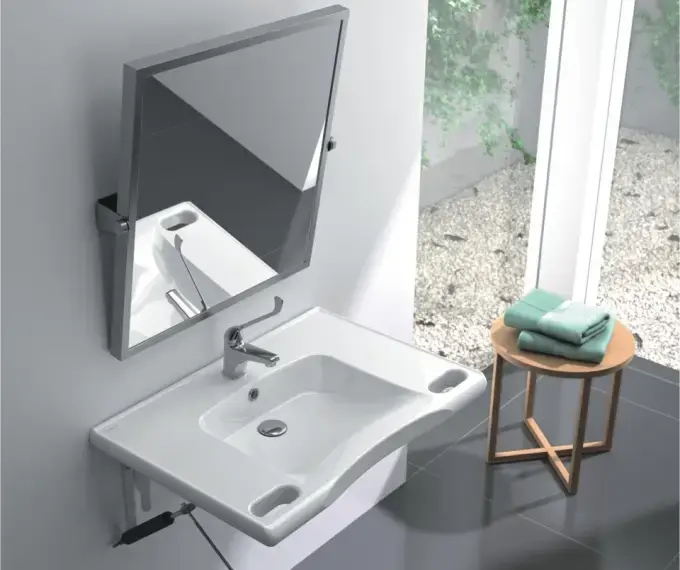 SANINDUSA Νιπτήρας  New WcCare 76X52 - ΑΜΕΑ στο  frantzisoe.gr