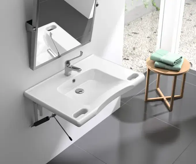 SANINDUSA Νιπτήρας  New WcCare 76X52 - ΑΜΕΑ στο  frantzisoe.gr