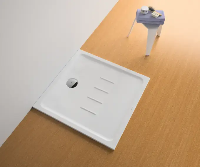 SANINDUSA Ντουζιέρα πορσελάνης Waterline 80x80cm τετράγωνη - Ντουζιέρες πορσελάνης στο  frantzisoe.gr